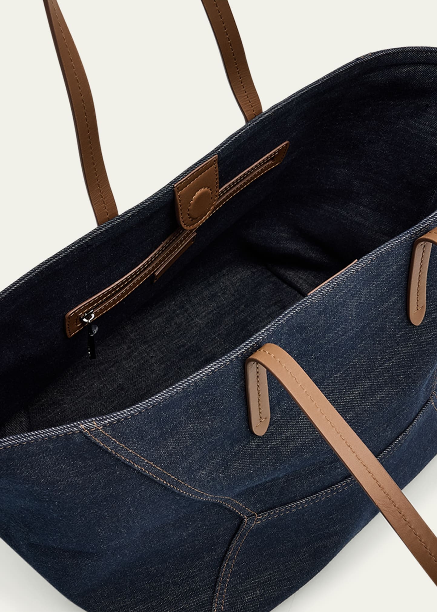 Denim Geometric Tote Bag - 3