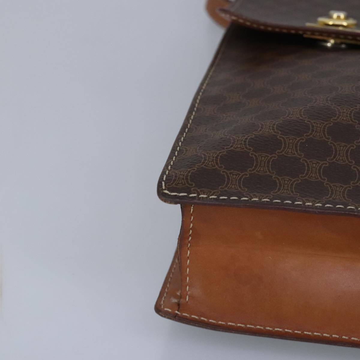CELINE Macadam Canvas Business Bag Pvc Leather Brown Gold - 15