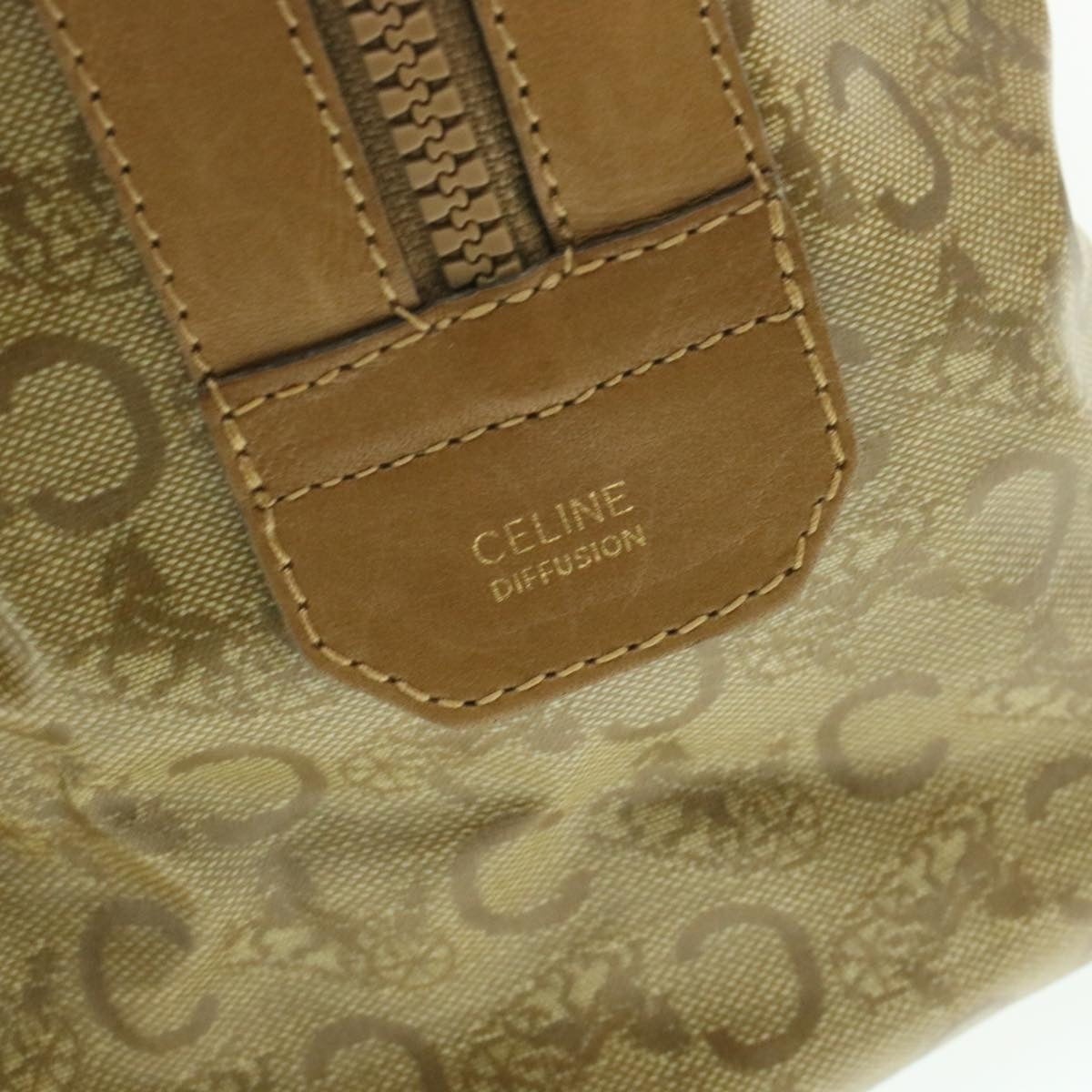 CELINE C Macadam Horse Carriage Hand Bag Pvc Leather Beige - 14