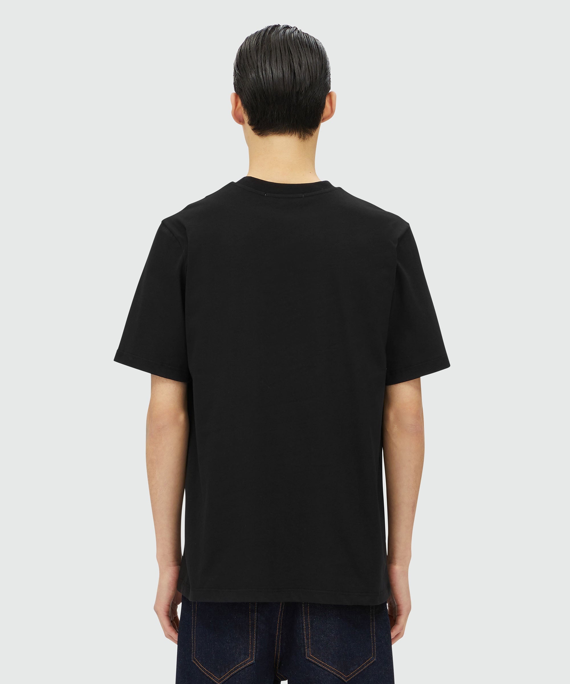 Black jersey t-shirt with brushstroke logo - 3