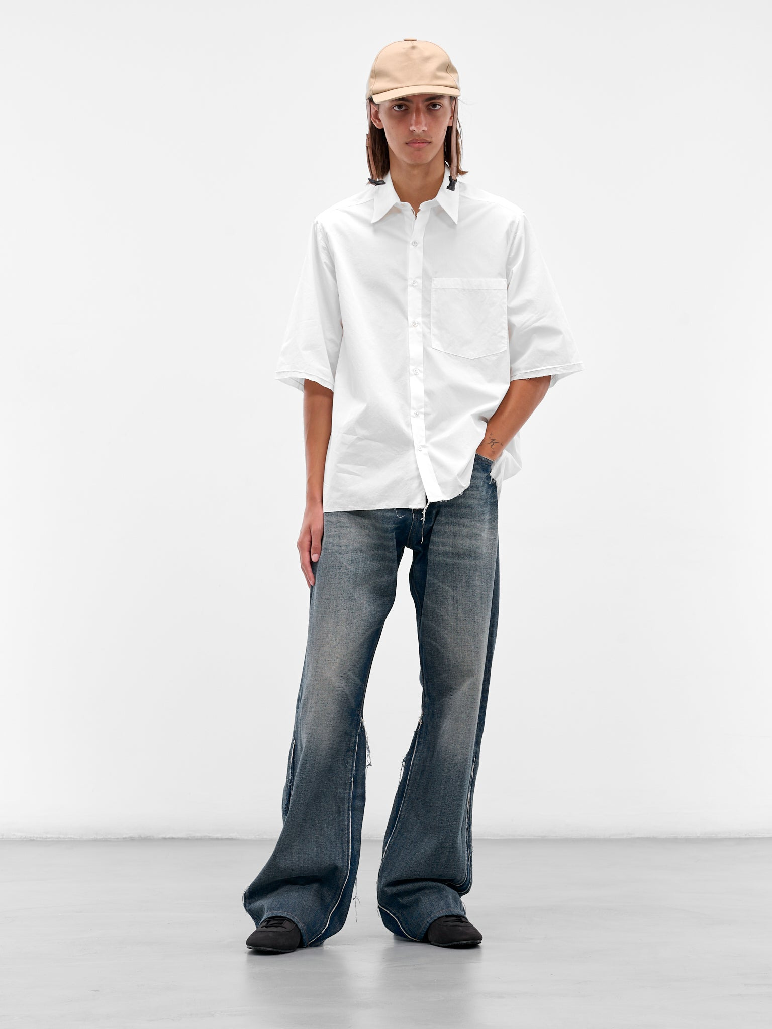 Blue Faded Denim Flared Jeans - 6