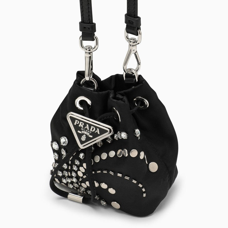 Prada Black Nylon Mini Pouch With Crystals Women - 6