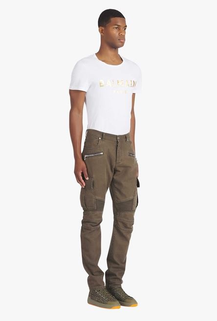 Taupe cotton cargo pants - 7