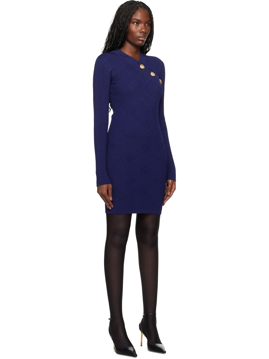 Blue V-Neck Vichy Minidress - 2