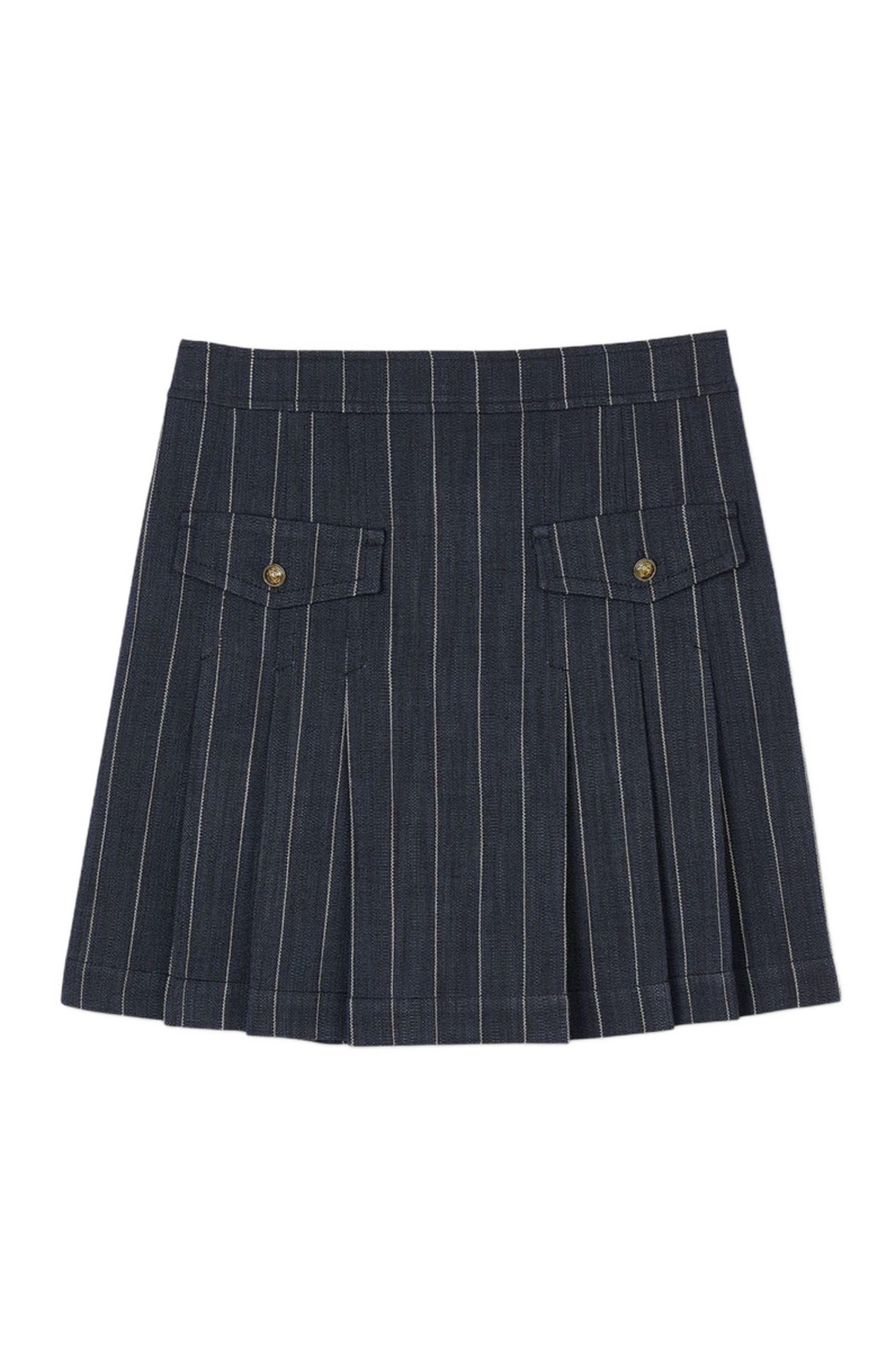 SANDRO Mini striped pleated skirt in Navy /Ecru at Nordstrom - 5