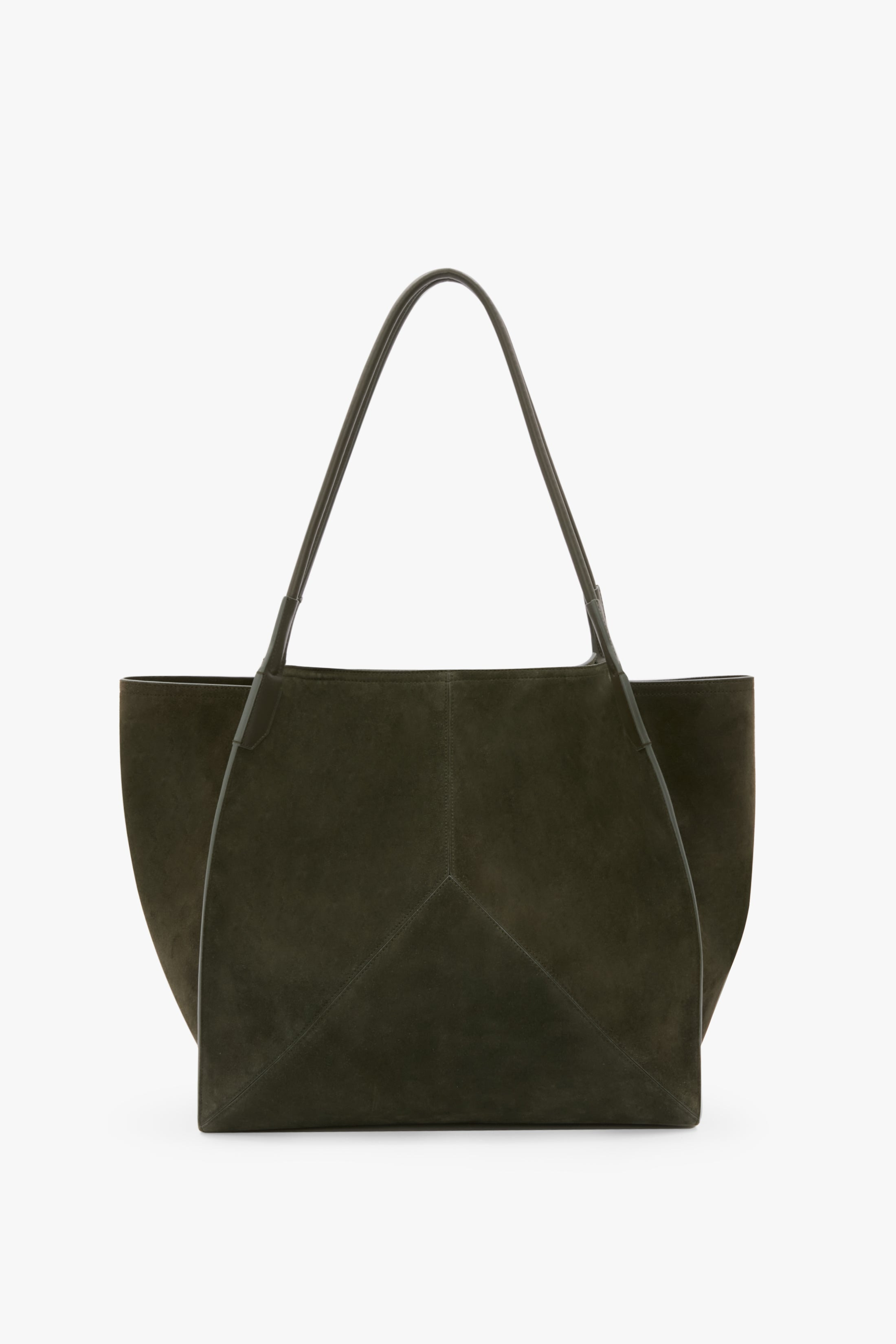 Large Victoria Tote In Dark Olive Suede - 4