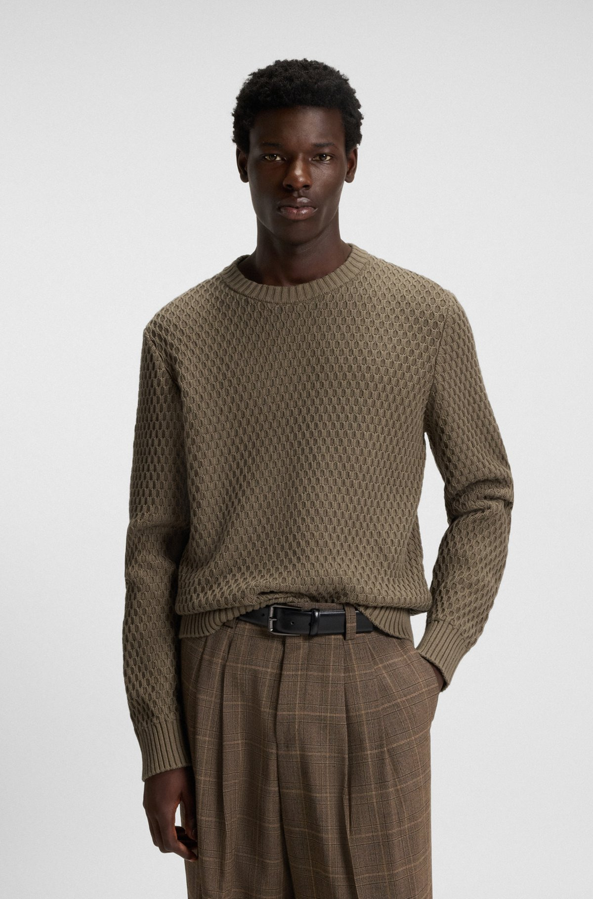 COTTON SWEATER WITH 3D KNIT STRUCTURE - 2