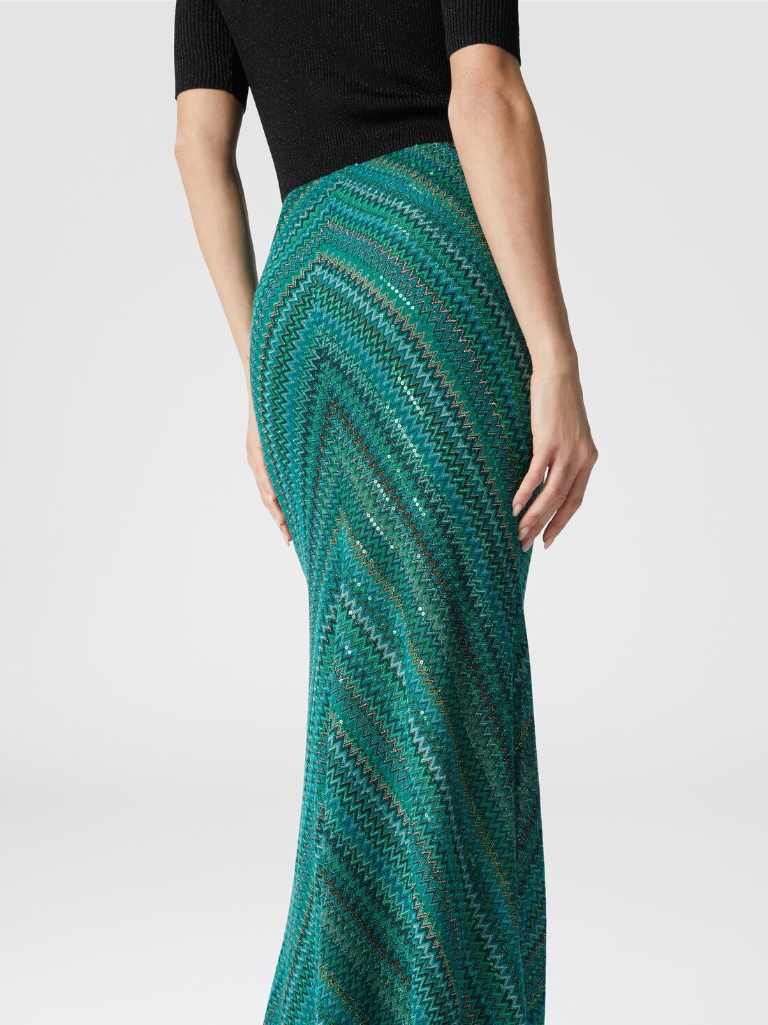 Long flared zig zag skirt with sequins - 5