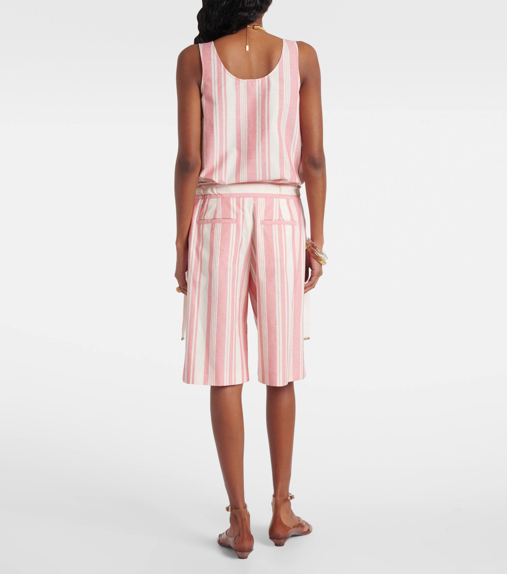 Striped cotton Bermuda shorts - 3