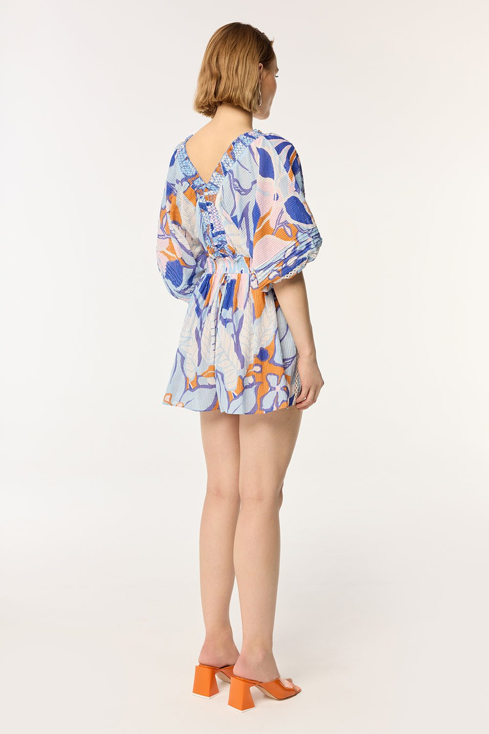 Short Jumpsuit Chantal - Blue Macro Lilium - 3