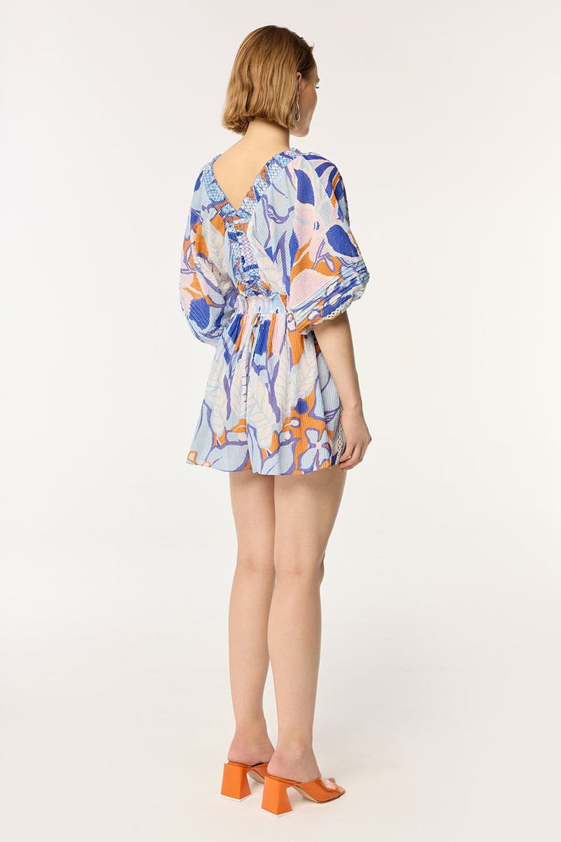 Short Jumpsuit Chantal - Blue Macro Lilium 3