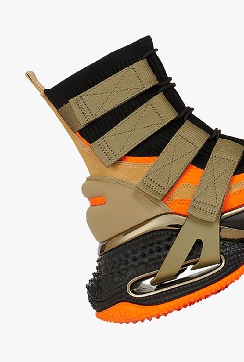 Khaki suede and knit B-Bold sneakers with straps 7