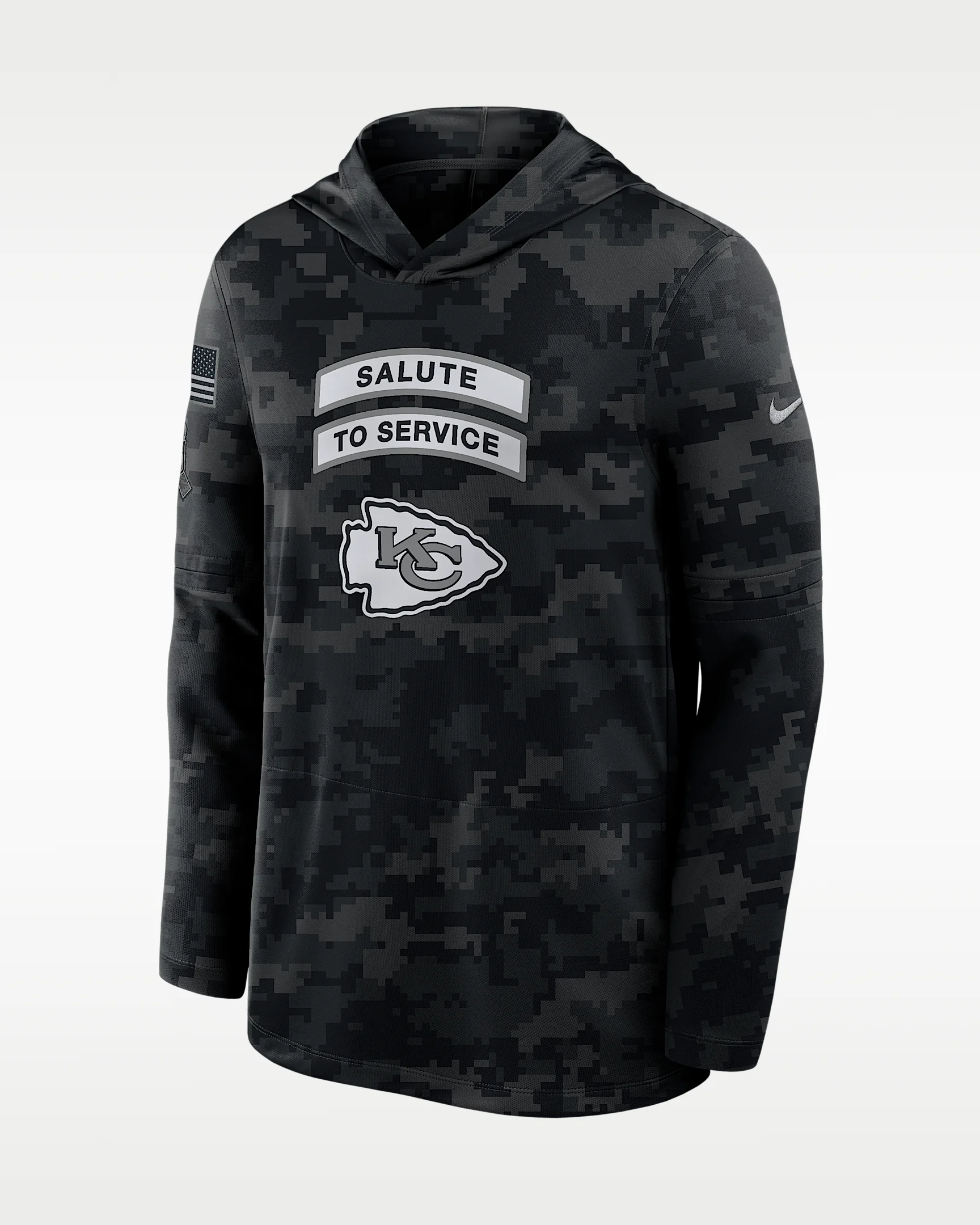 Kansas City Chiefs Salute to Service Sideline Men's Nike Dri-FIT NFL Long-Sleeve Hooded Top - 1