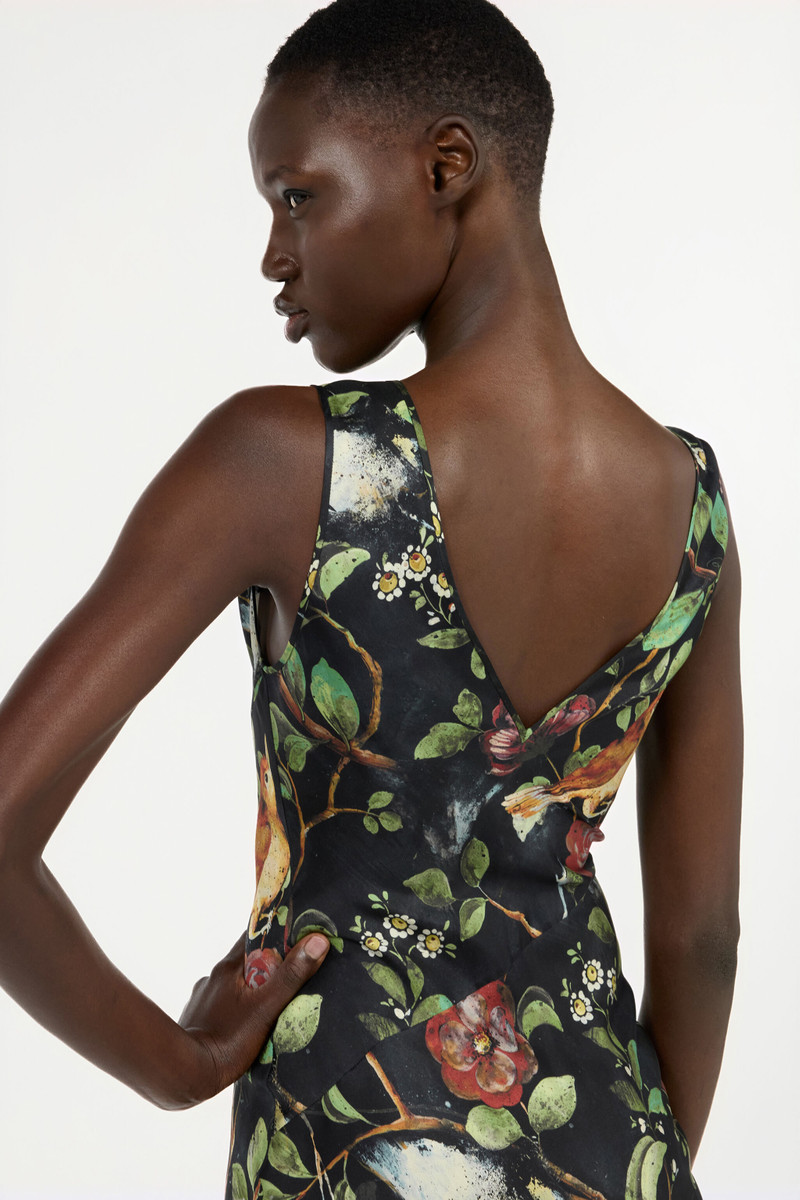 Silk Dress With Shrub And Floral Print 6