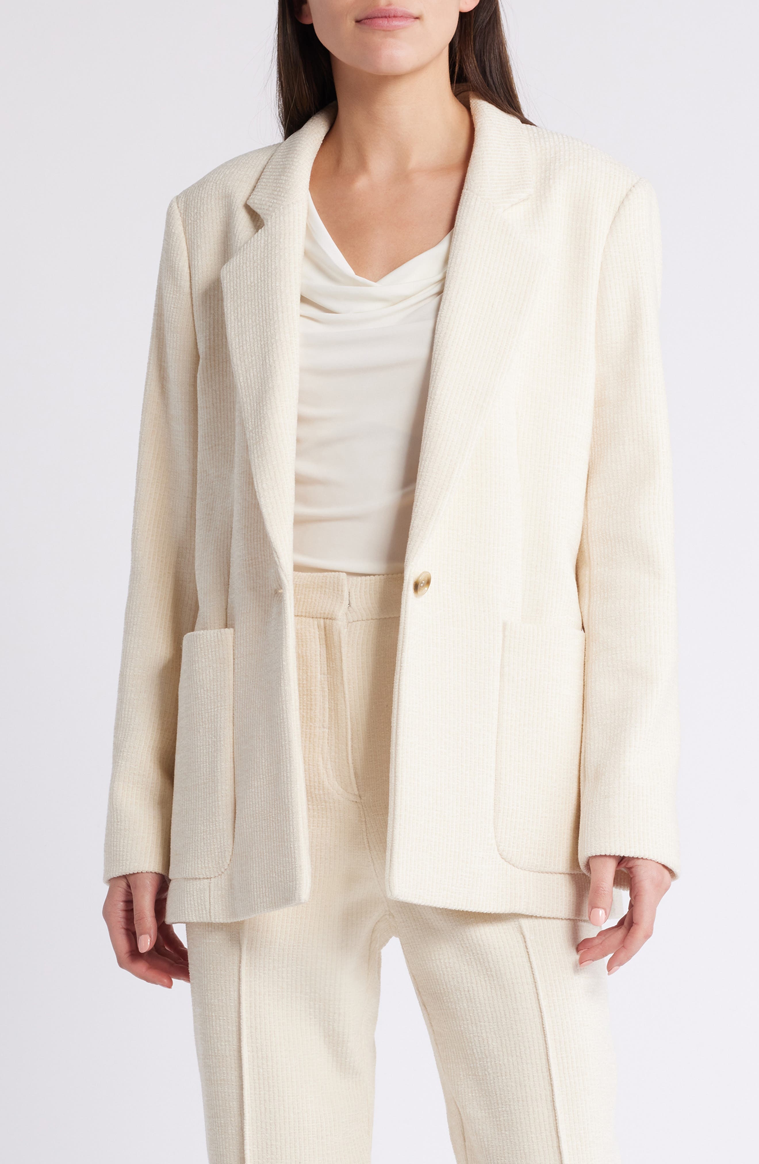 BOSS Janka Ribbed Jacket in Soft Cream at Nordstrom - 1