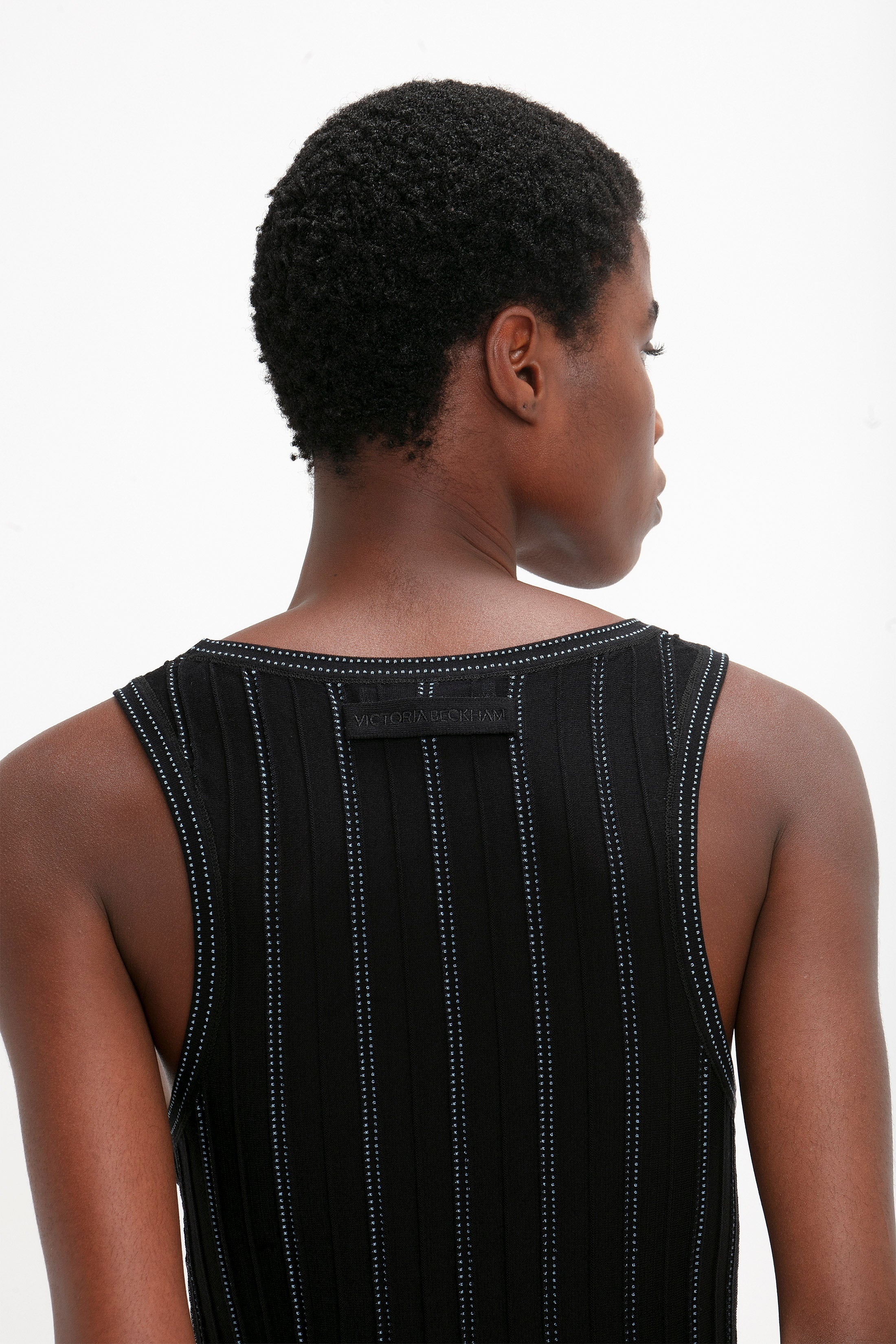 Fine Knit Vertical Stripe Tank In Black-Blue - 5