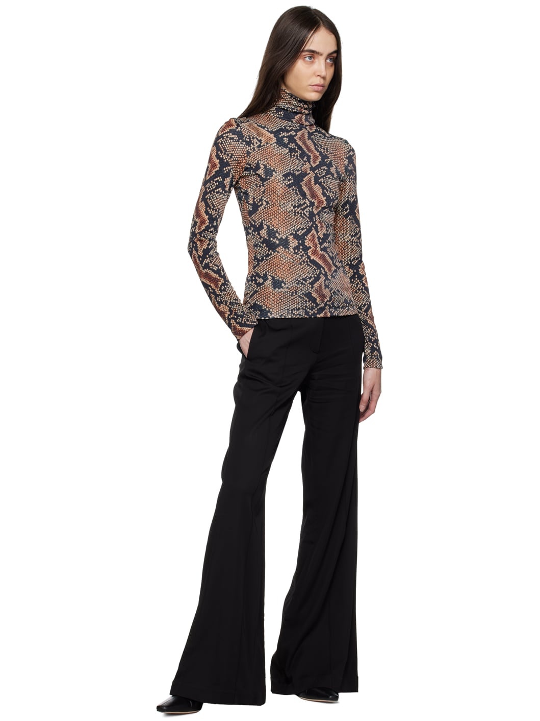 Black Snake Print Turtleneck - 4