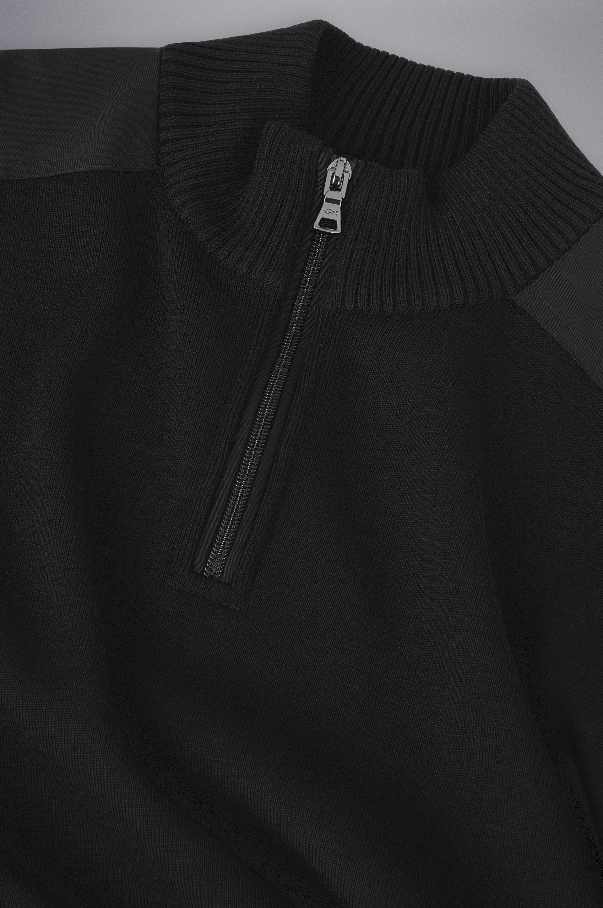 WOOL HALF ZIP SWEATER WITH ICONIC BADGE - 5
