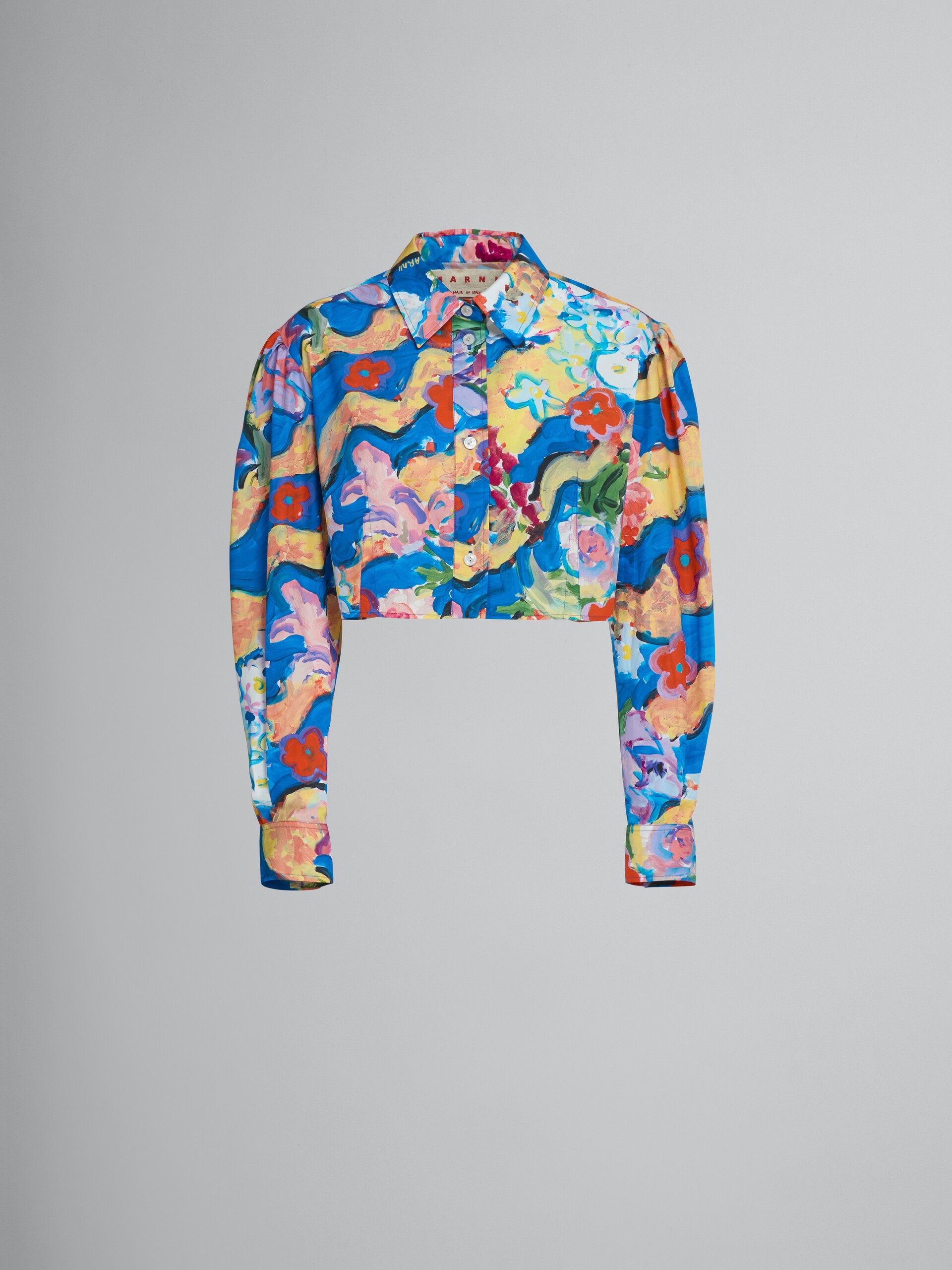 CROPPED PRINTED POPLIN SHIRT - 1