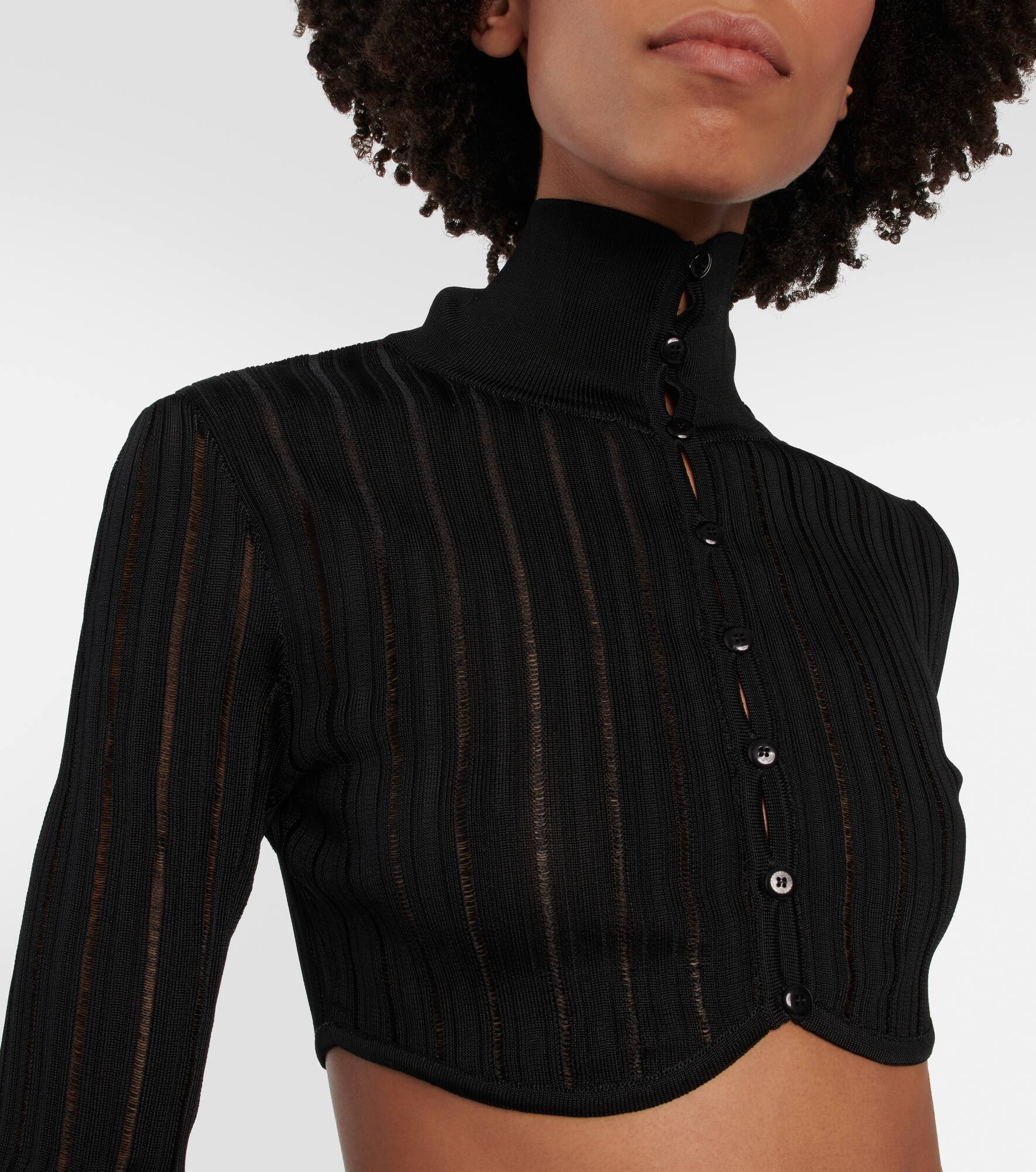 Ribbed-knit cropped cardigan - 4