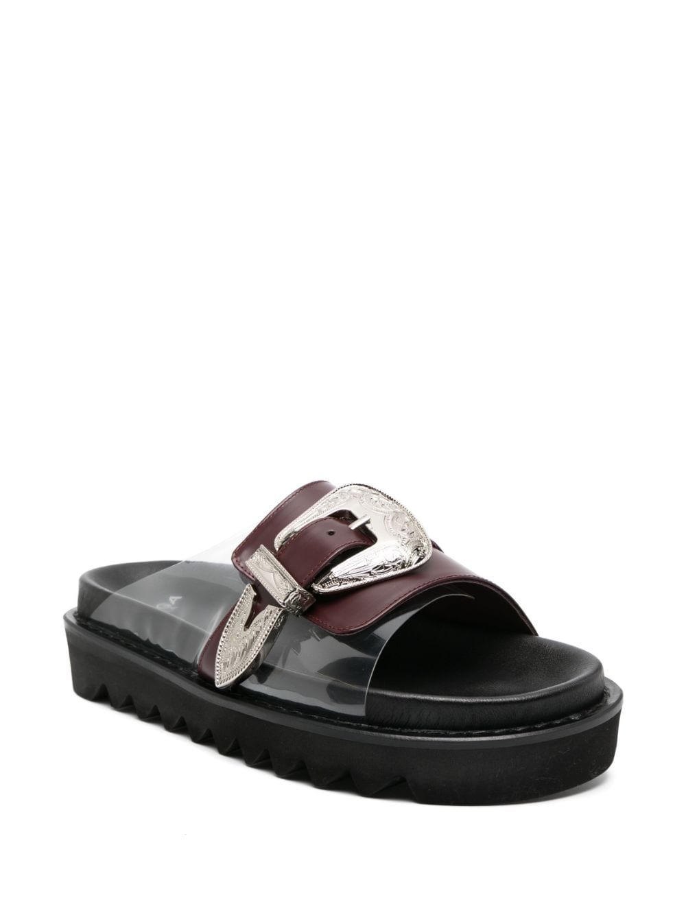 decorative-buckle leather slides - 2