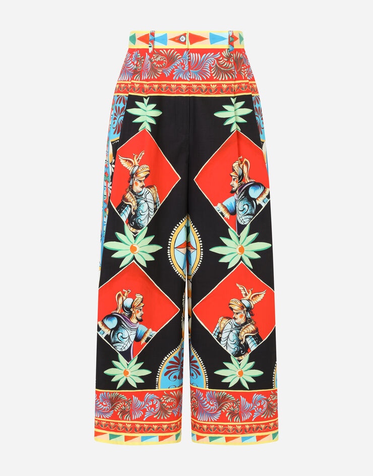 Carretto-print poplin pants - 3