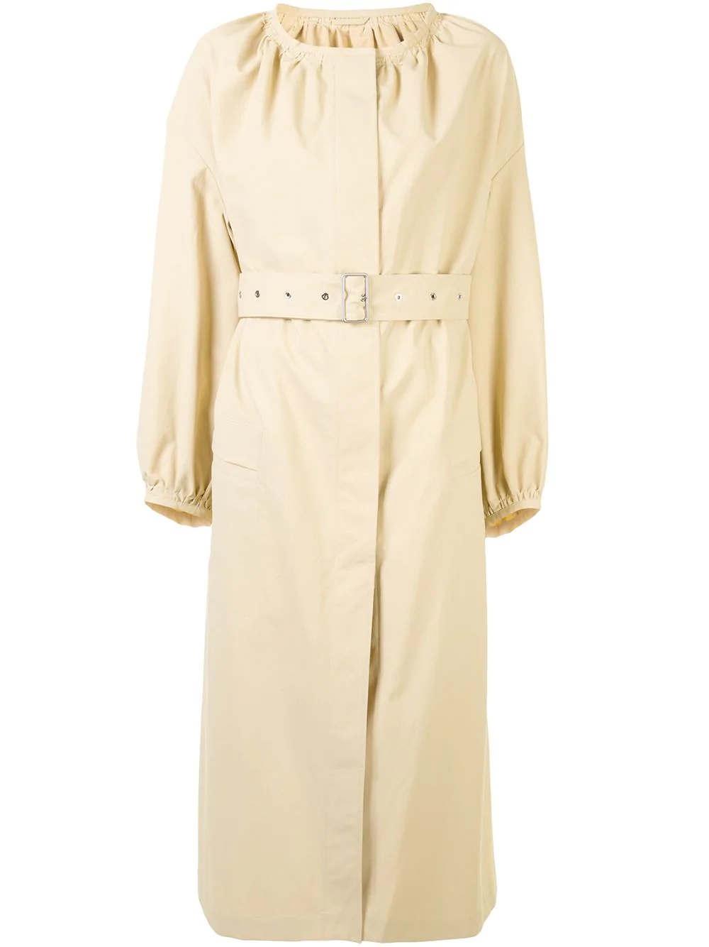 belted cotton coat - 1