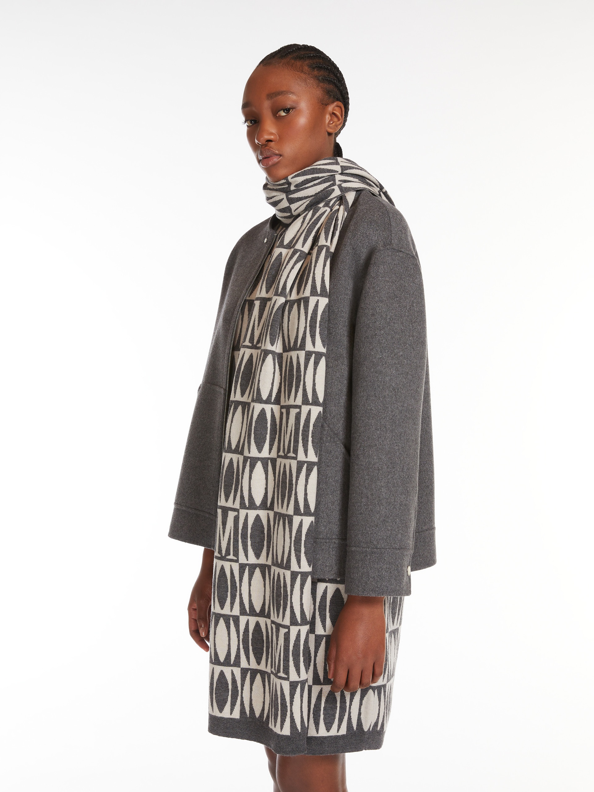 DAVY Wool and cashmere jacquard scarf - 4