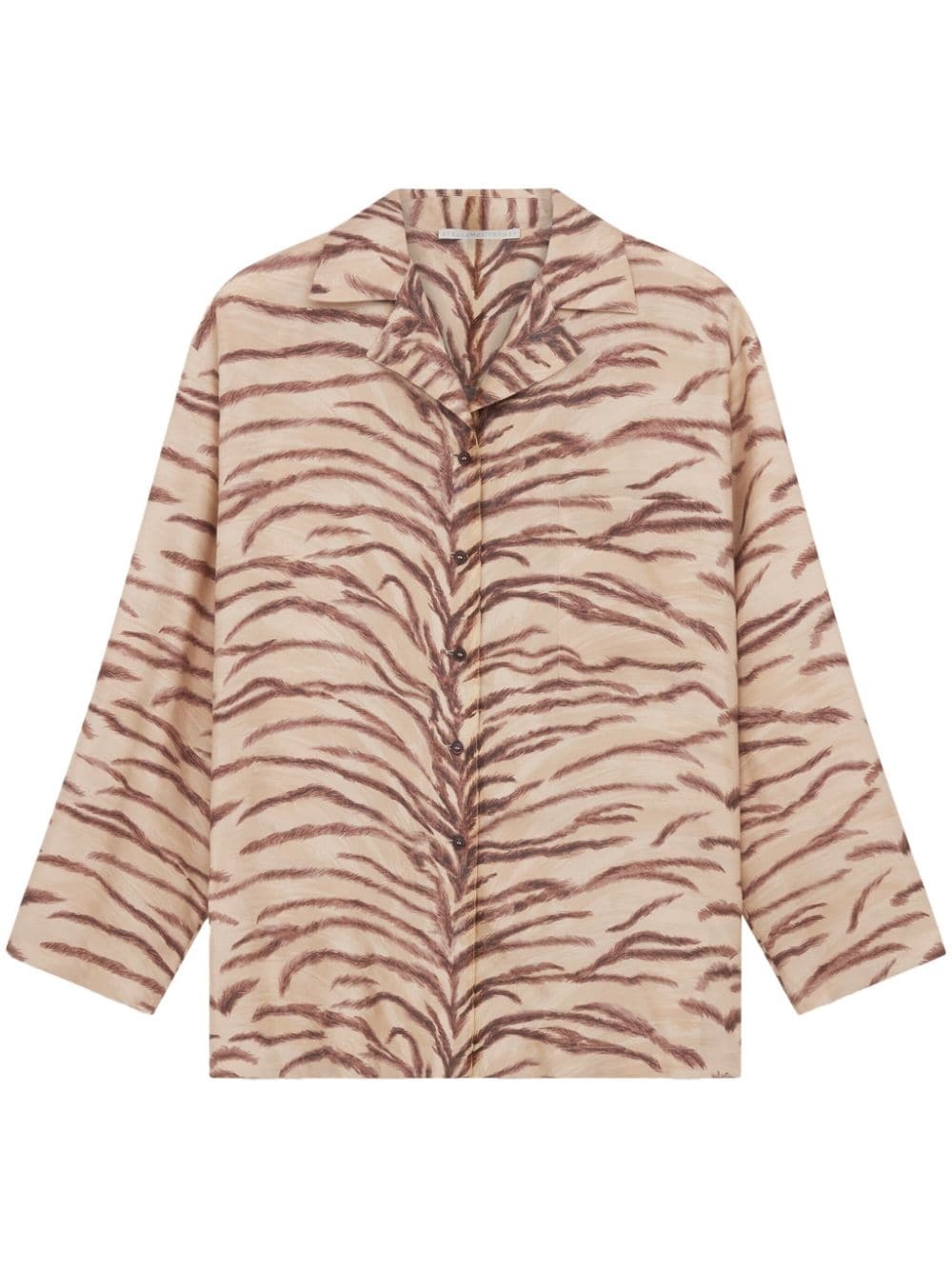 tiger-print silk pajama shirt - 1