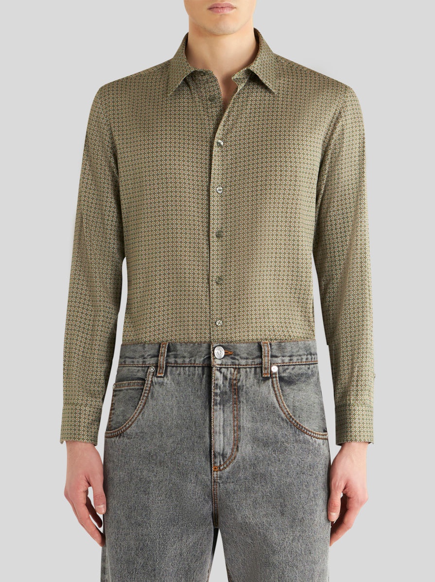MICRO GEOMETRIC PRINT COTTON SHIRT - 2