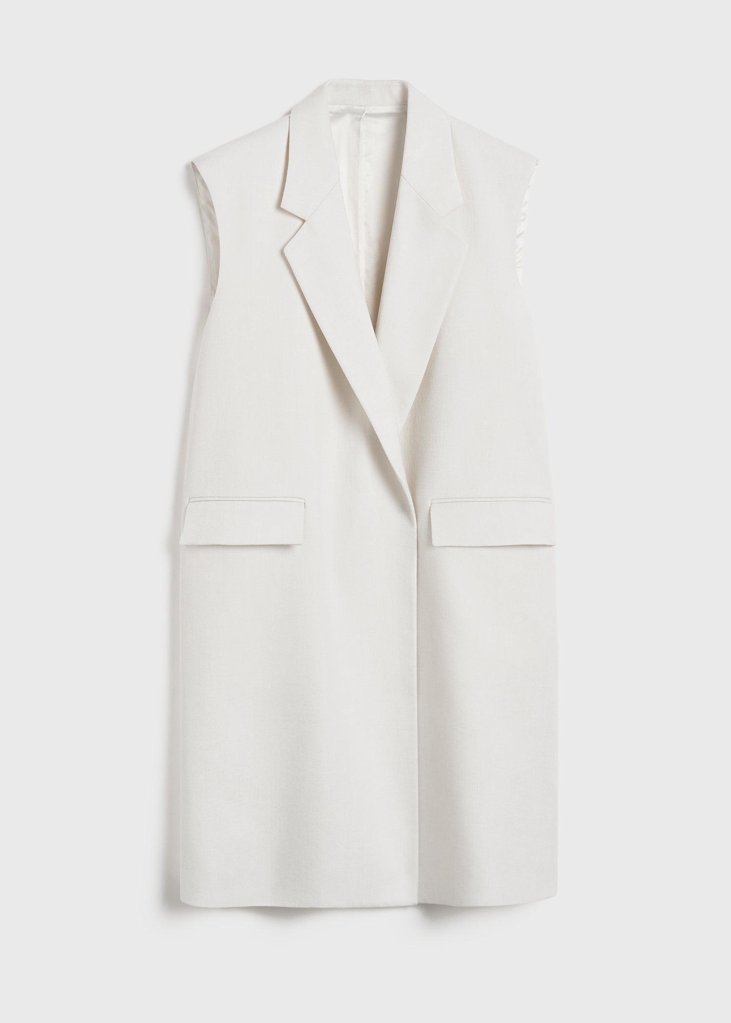 Sleeveless grain de poudre coat off white - 1