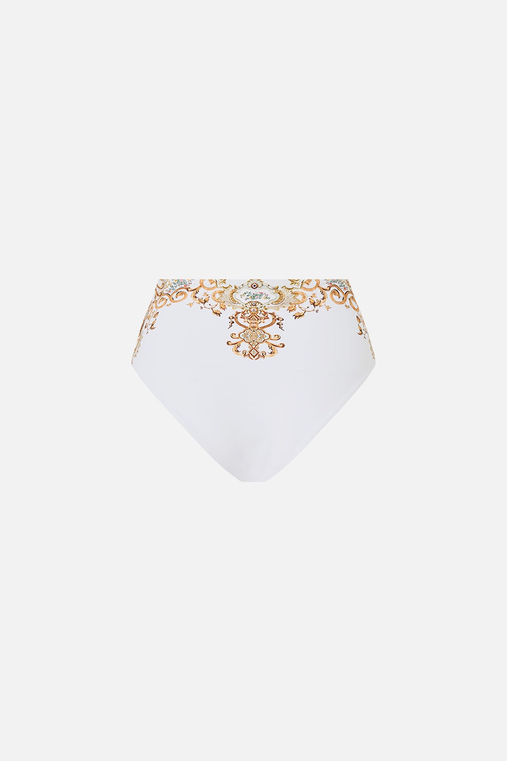HIGH WAIST BIKINI BOTTOM WITH PLEAT WAIST TRIM - 7
