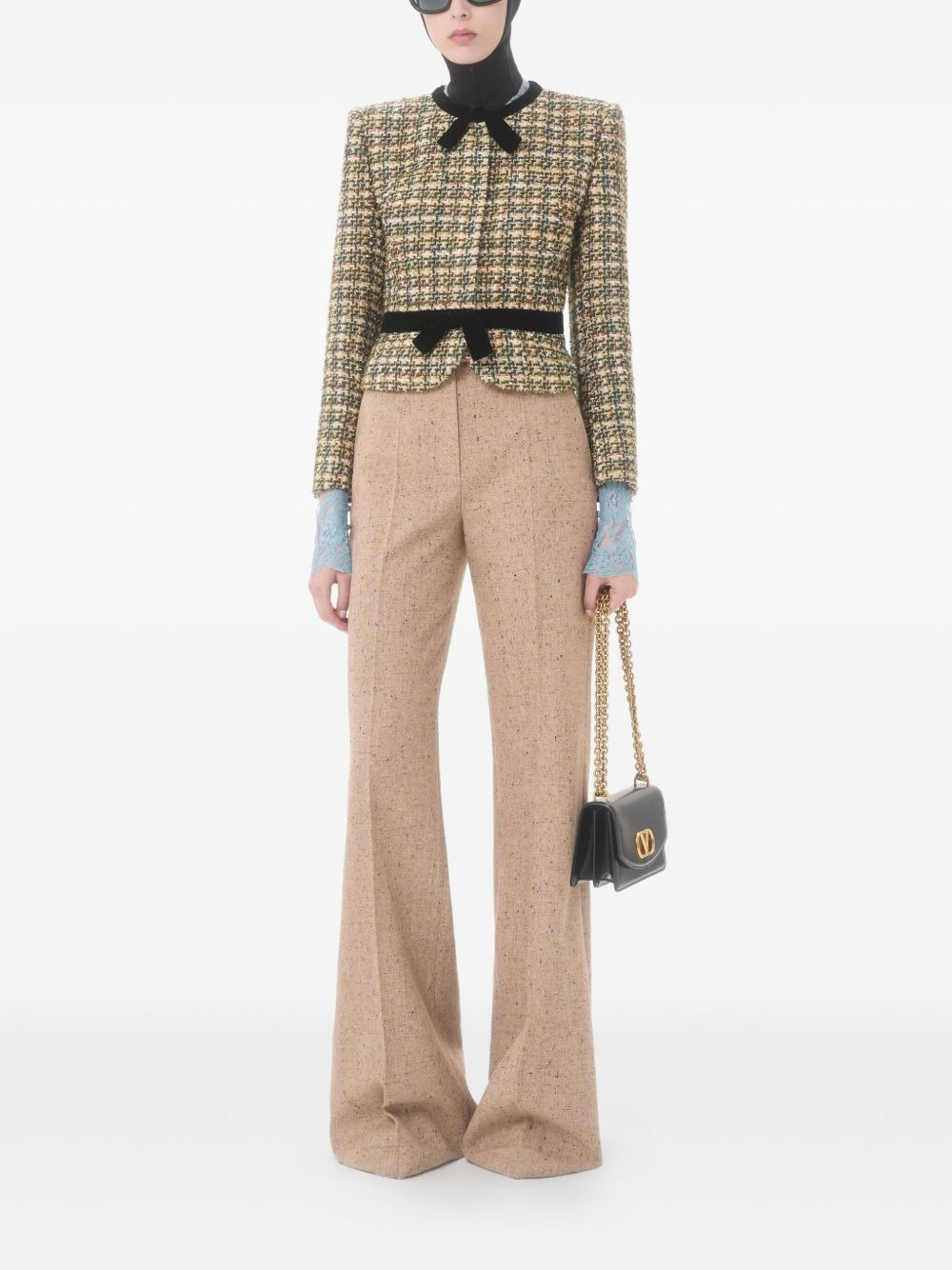 bow-belt tweed jacket - 2