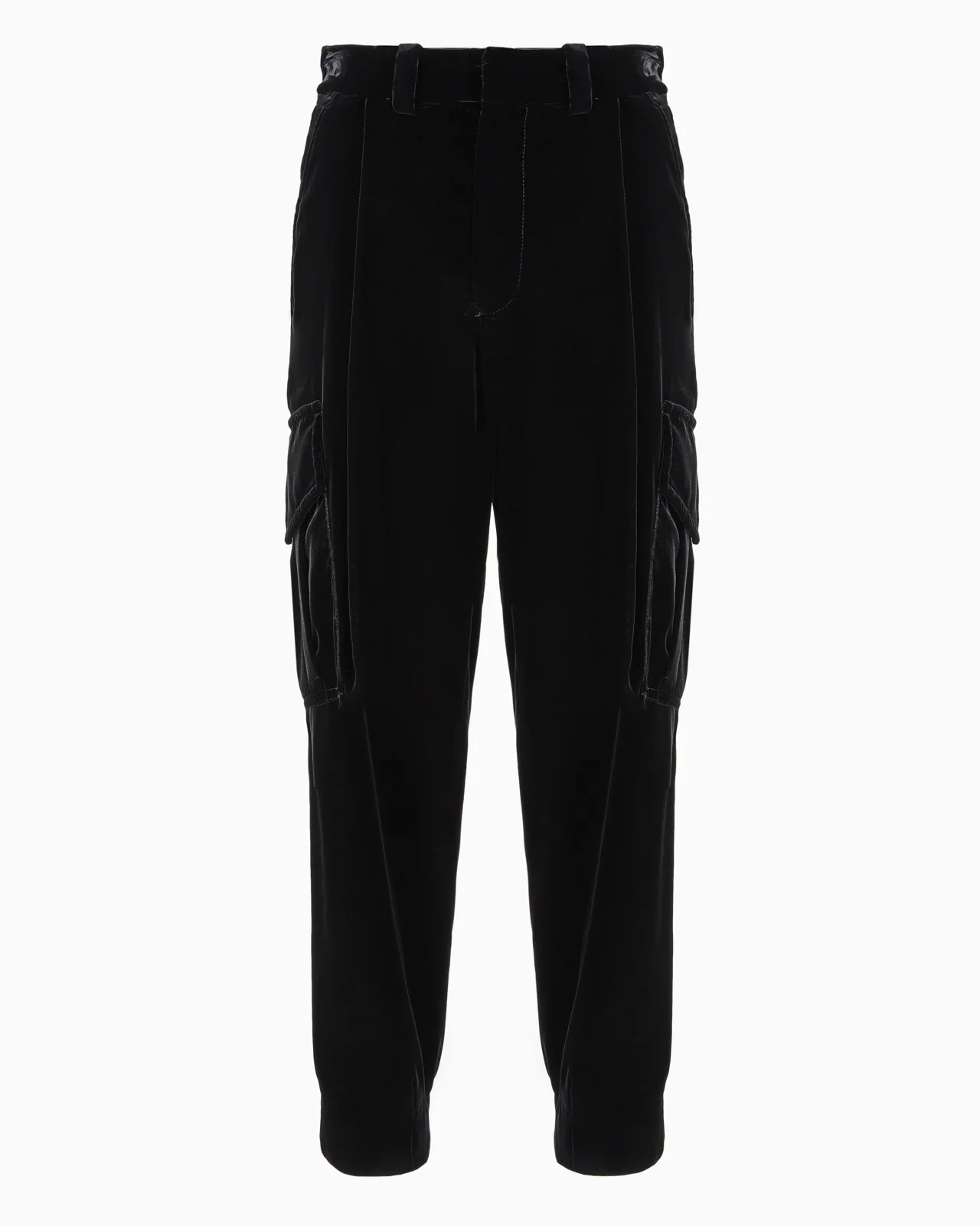 Single-pleat velvet cargo trousers - 1
