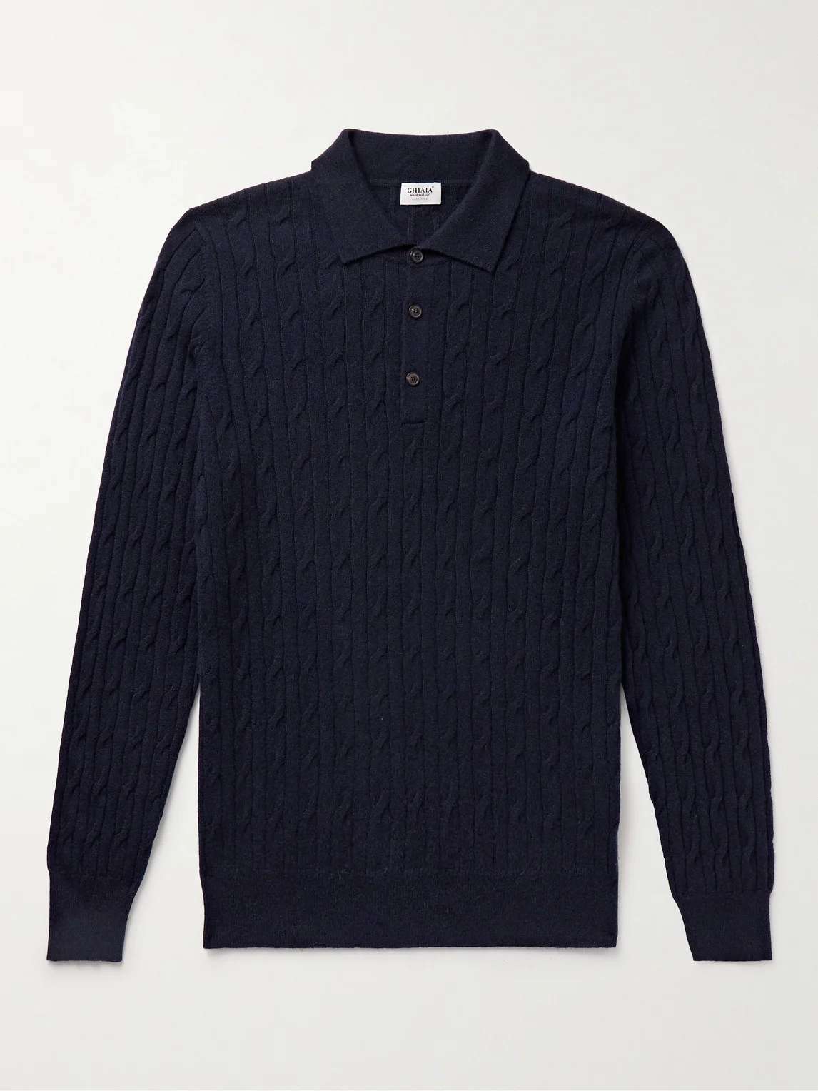 Cable-Knit Cashmere Polo Shirt - 1