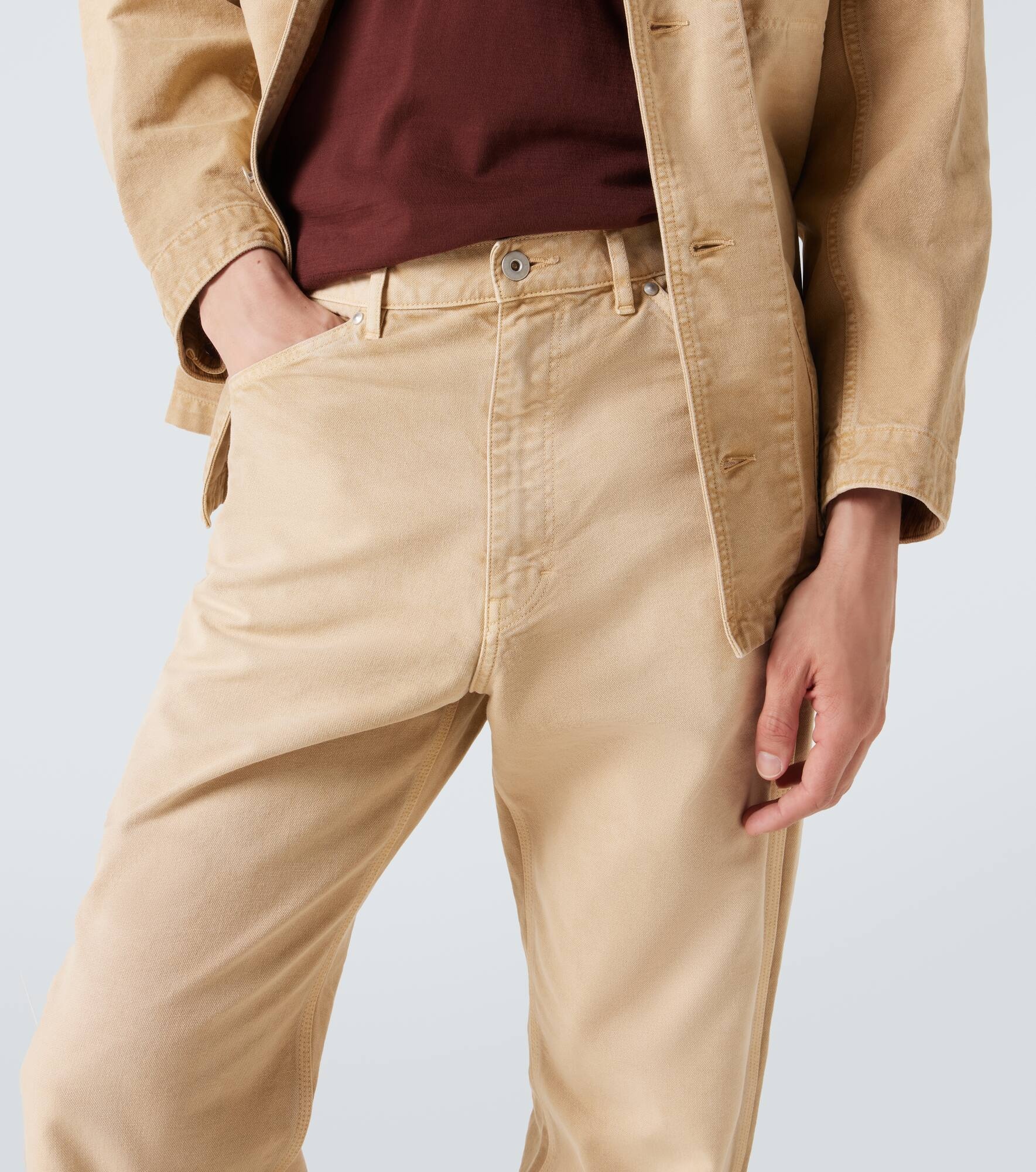 Mid-rise cotton straight pants - 5