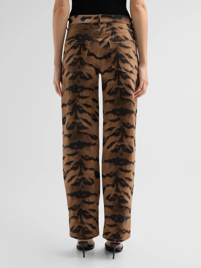 Women's Hallie Tiger-Print Tapered Barrel-Leg Jeans - Light Natural Multi 3
