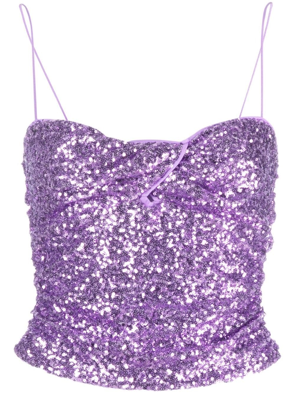 sequin-embellished spaghetti-strap top - 1