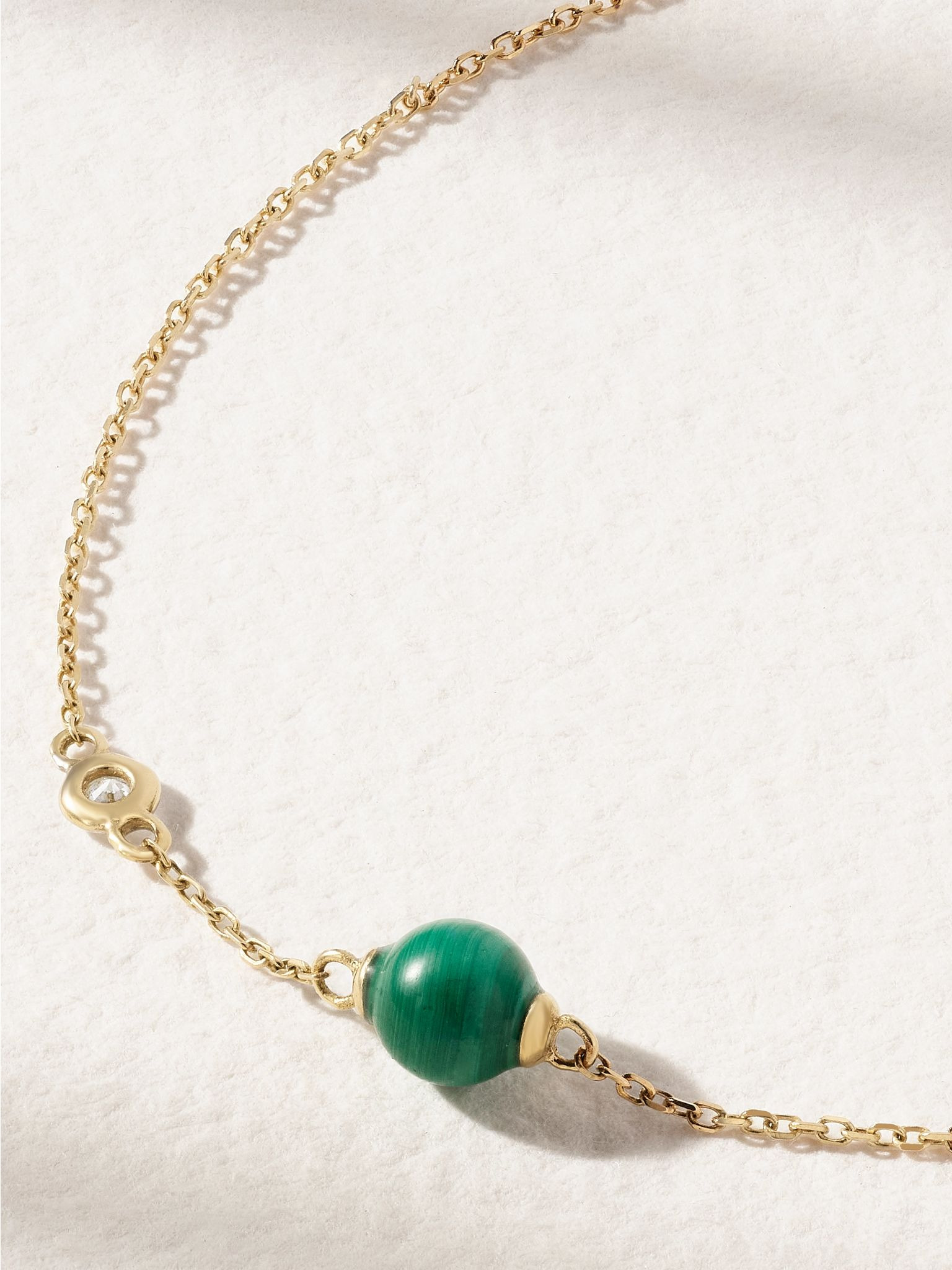 Dot 14-karat gold, malachite and diamond bracelet Green - 4