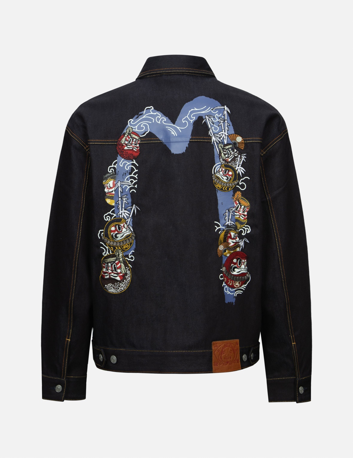 KUMADORI DARUMA DAICOCK PRINT AND EMBROIDERY LOOSE FIT DENIM JACKET - 2