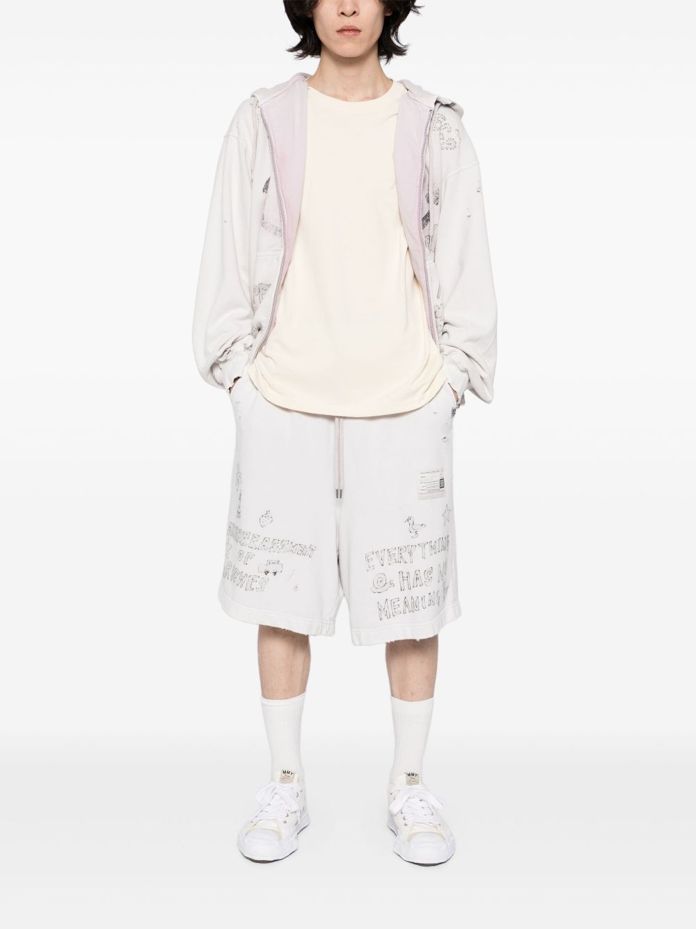 bleached graffiti-print shorts - 2