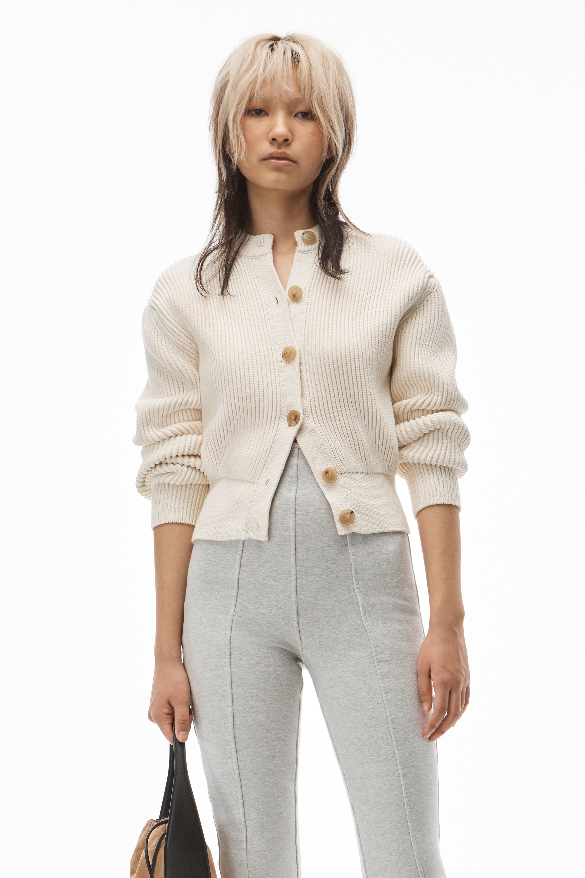 CREWNECK CARDIGAN IN COTTON CHAINETTE - 2