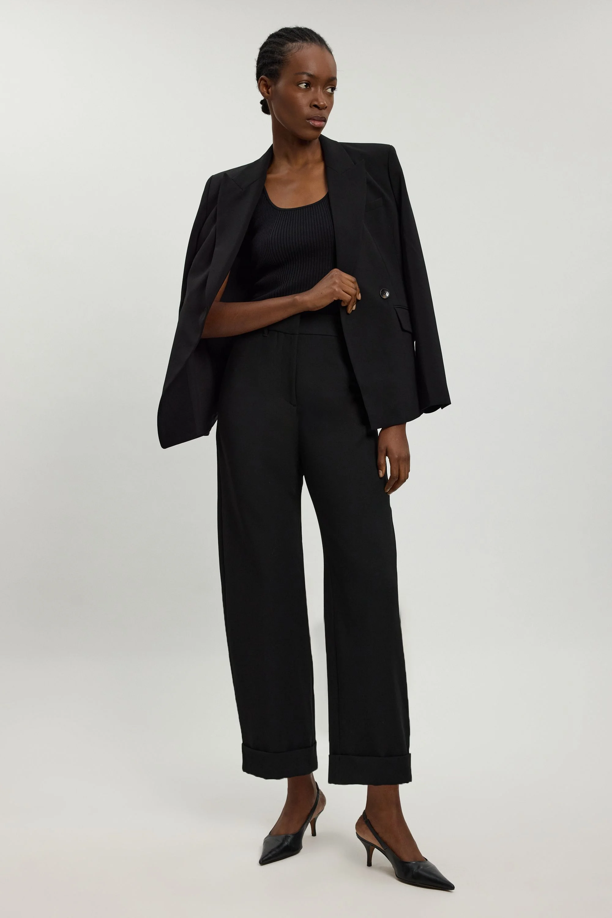 Compact Stretch Tailored Barrel Leg Trouser - 1