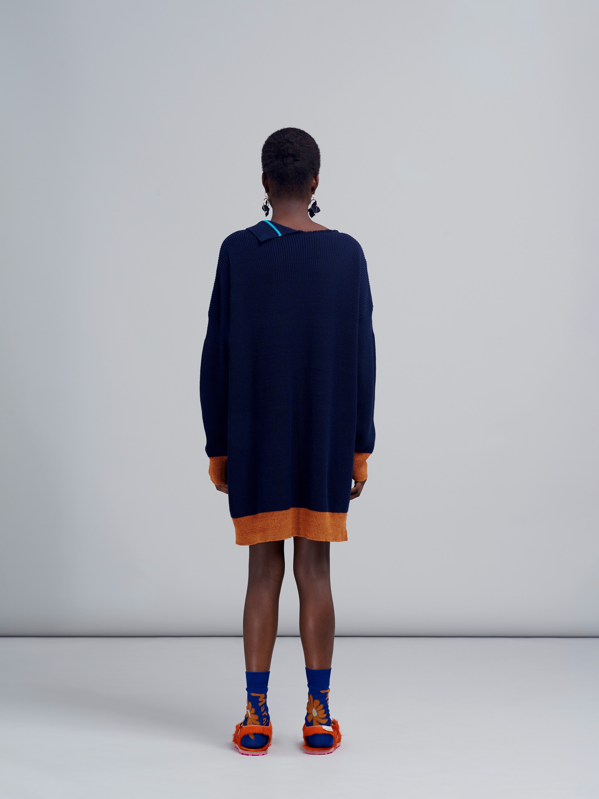 RIBBED BIO COTTON AND WOOL KNIT DRESS - 3