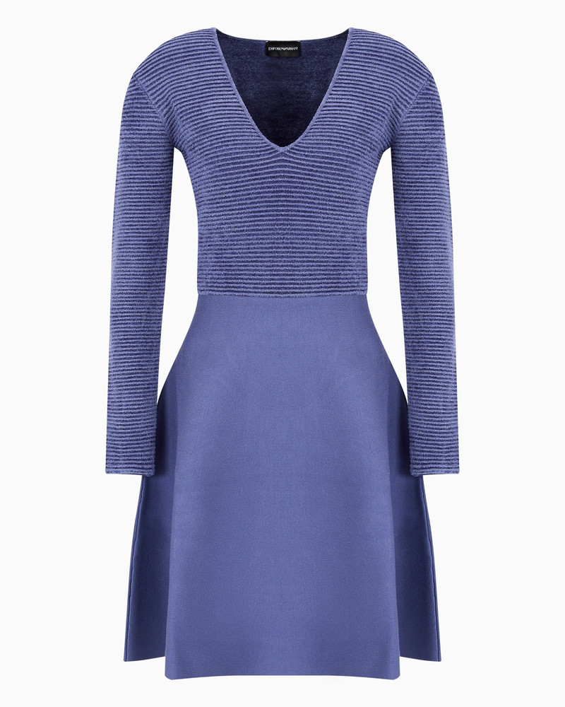 Ottoman fabric dress with knit fabric skirt 1