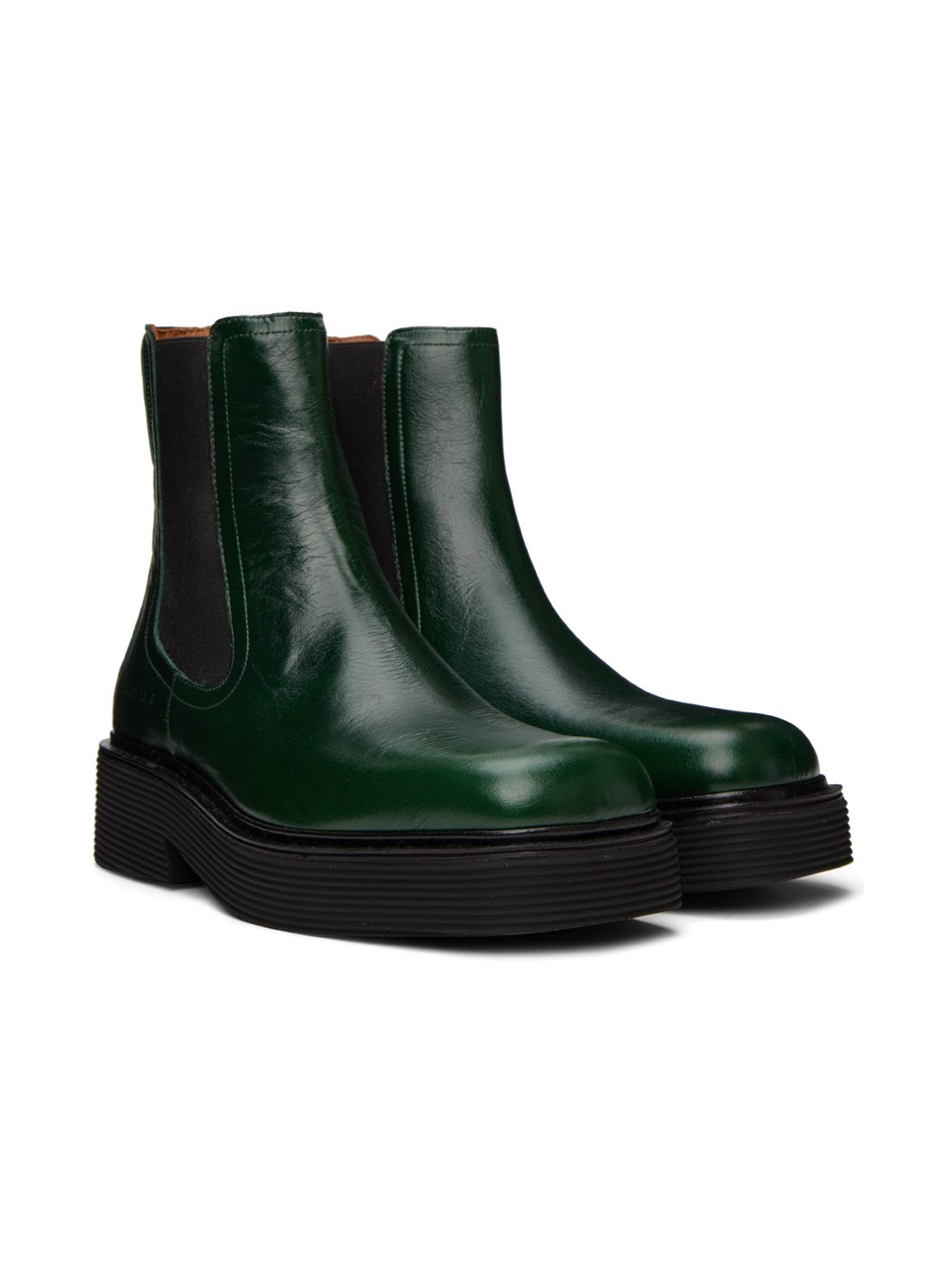 Green Leather Chelsea Boots - 4
