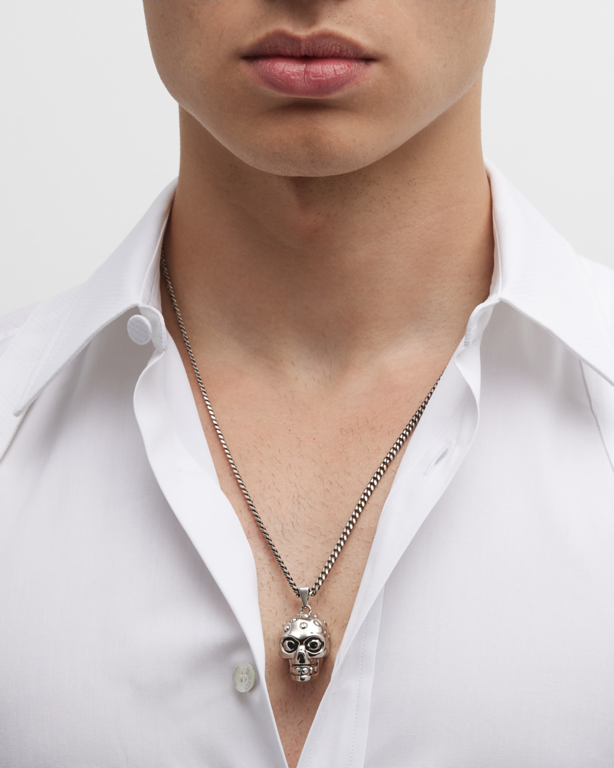 Men's Crystal Skull Pendant Chain Necklace - 2