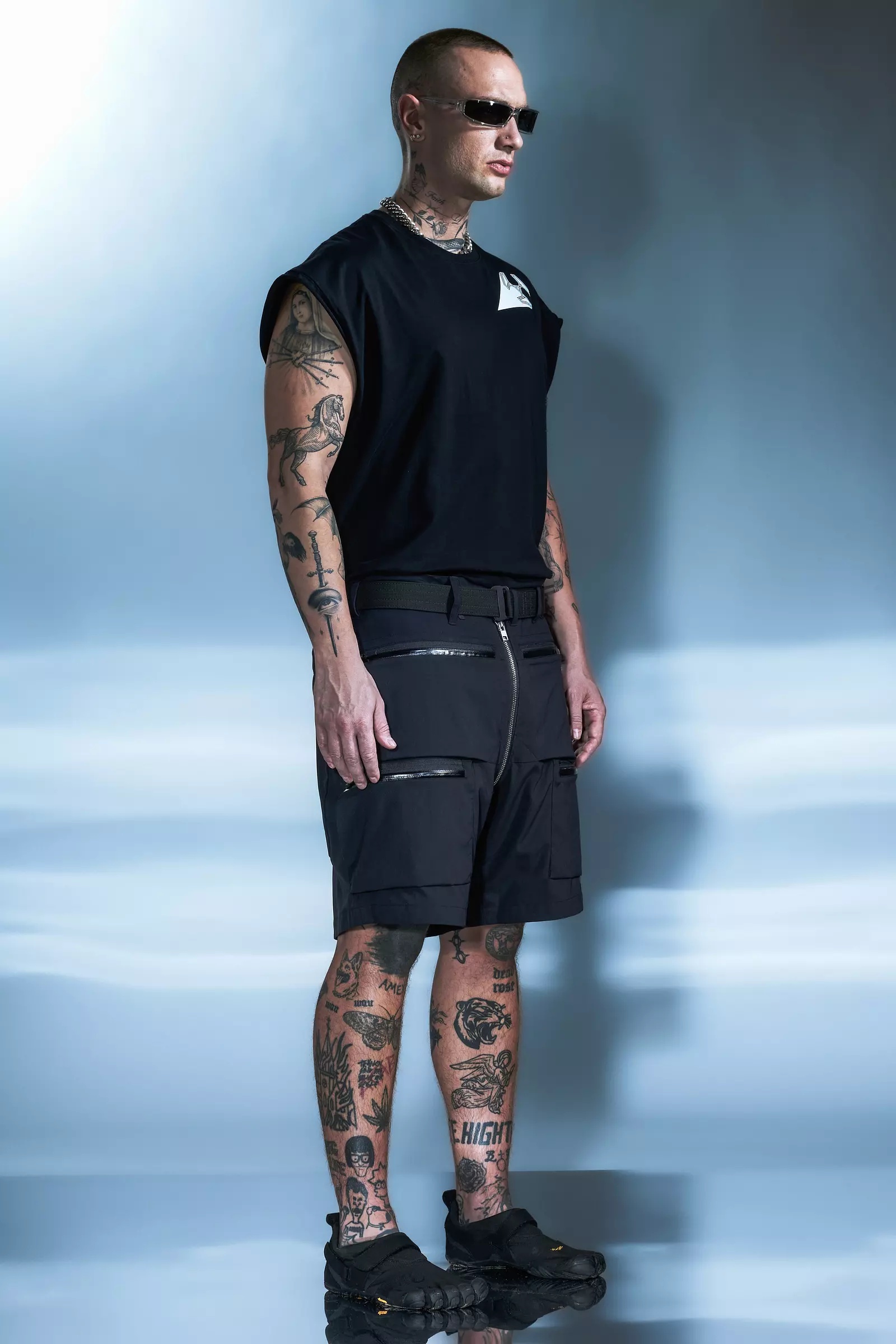 SP38-M Nylon Stretch Cargo Short Pant BLACK - 4