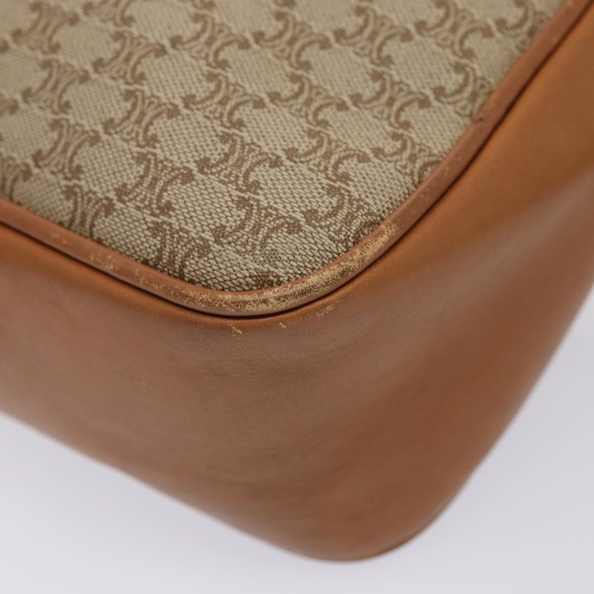CELINE Macadam Canvas Shoulder Bag Beige Gold - 14