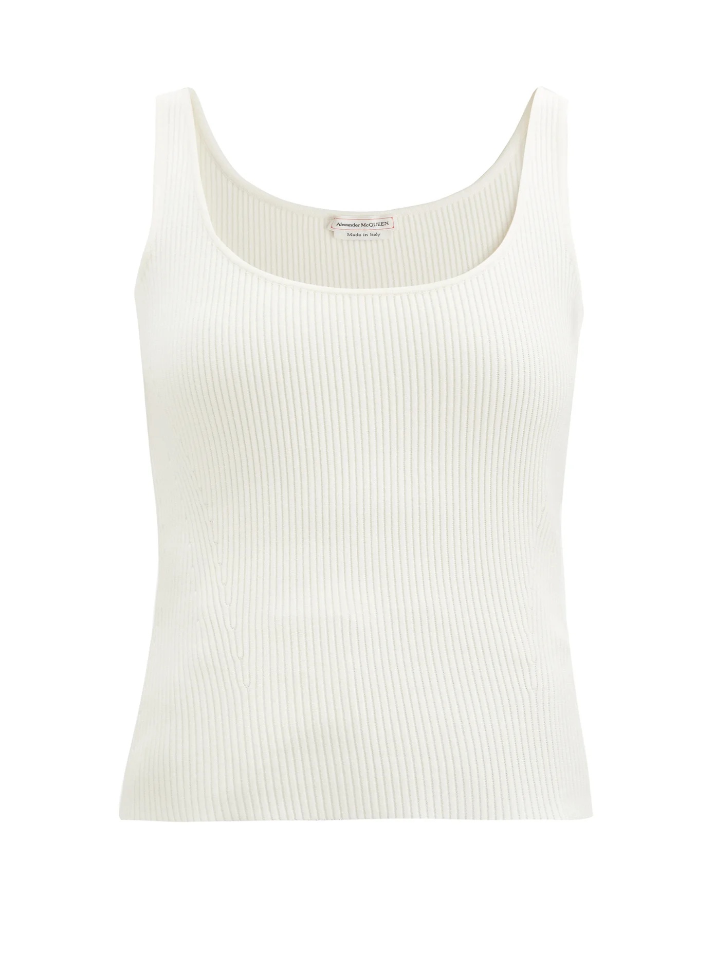 Round-neck ribbed-knit tank top - 1